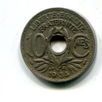 Francia, Terza Repubblica (1871-1940): 10 centesimi 1934 "Lindauer" (Gadoury#286)