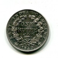 India Britannica, Vittoria (1837-1901): 1 rupia 1840 (Pridtore#51), 18 bacche