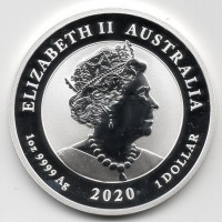 Australia, Elisabetta II (1952-2022): 1 dollaro 2020 "Pixiu" -oncia-