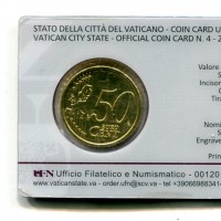 Vaticano 2013: 50 centesimi nella coincard originale zecca