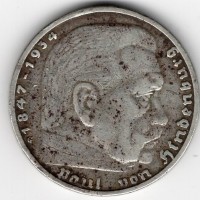 Germania, Terzo Reich (1933-1945): 5 marchi 1937-G "Svastica" (KM#94)
