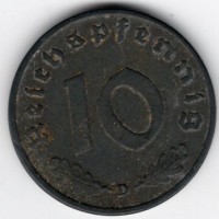 Germania, Terzo Reich (1933-1945): 10 reichspfennig 1941-D (KM#101)
