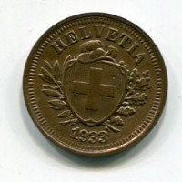 Svizzera, Confederazione: 1 rappen 1933