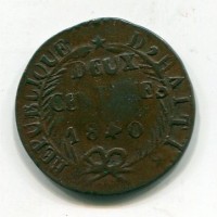 Haiti, Repubblica (1825-1849): 2 centesimi 1840 anno 37 (KM#A22)