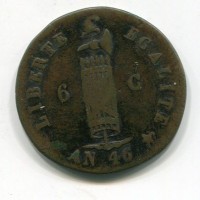 Haiti, Repubblica (1825-1849): 6 centesimi 1849 anno 46 (KM#A22)