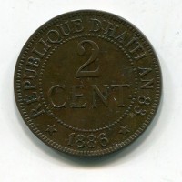 Haiti, Repubblica (dal 1863): 2 centesimi 1886 (KM#49)