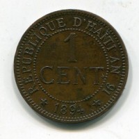 Haiti, Repubblica (dal 1863): 1 centesimo 1894 A (KM#48)