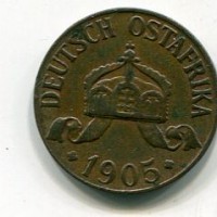 Africa Orientale Tedesca, Guglielmo II (1888-1918): 1/2 heller 1905 J (KM#6)