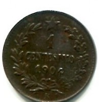 Vittorio Emanuele III (1900-1943): 1 cent. 1904, cifra "4" e segno di zecca "R" interrotti (Gigante#309v), varietà non censita