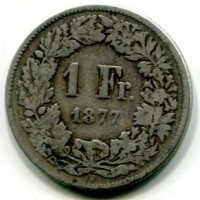Svizzera, Confederazione: 1 franco 1877

