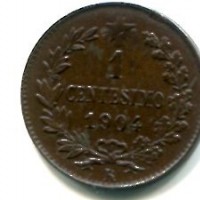 Vittorio Emanuele III (1900-1943): 1 cent. 1904 (Gigante#309v), senza la sigla dell'incisore
