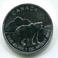 Canada, Elisabetta II (1952-2022): 5 dollari 2011 "Oncia-Grizzly"