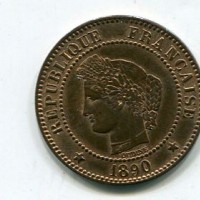 Francia, Terza Repubblica (1871-1940): 2 centesimi 1890-A (Gadoury#105), rame rosso