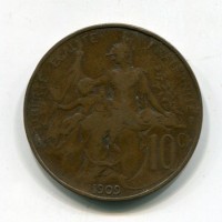 Francia, Terza Repubblica (1871-1940): 10 centesimi 1909 "Dupuis" (Gadoury#277)