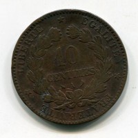 Francia, Terza Repubblica (1871-1940): 10 centesimi 1897-A "Torcia" (Gad#265a), il più raro dei 10 cent. Cérès. Pezzo chiave della serie