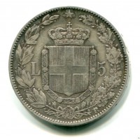 Umberto I (1878-1900): 5 lire 1878 (Gigante#23), colpetto al bordo
