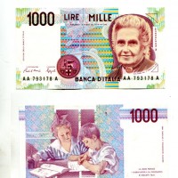 Repubblica: 1.000 lire 24/10/1990 "Montessori" (Gigante,BI#58AA), serie AA-A
