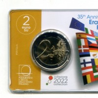 Italia 2022: 2 euro commemorativo "35° Anniversario Programma Erasmus", in coincard ufficiale
