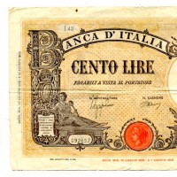 Repubblica Sociale Italiana: 100 lire 03/08/1943 "Grande B" (Gigante#22A)
