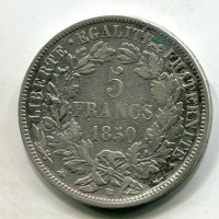 Francia, Seconda Repubblica (1848-1852): 5 franchi 1850-BB (Gadoury#719)