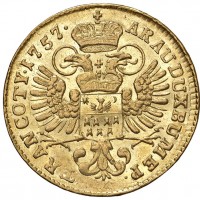 Transilvania, Maria Teresa (1740-1780): ducato 1757, zecca di Karlsburg (Herinek#209; Huszar#958; Friedberg#543), grammi 3.48