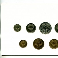 Russia, U.R.S.S. (1917-1991): serie bancaria di monete 1961, 9 valori, piccola macchia sui 5 copechi