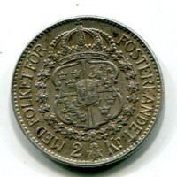 Svezia, Gustaf V (1907-1950): 2 kronor 1936 (KM#787)
