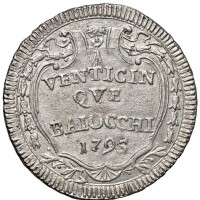 Roma, Pio VI (1775-1799): 25 baiocchi 1795-XXI (Muntoni#66a), grammi 9.46