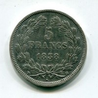 Francia, Luigi Filippo (1830-1848): 5 franchi 1838-MA (Gadoury #678)