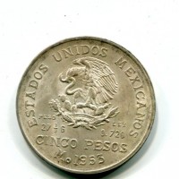 Messico, Repubblica: 5 pesos 1953 "Hidalgo" (KM#468)
