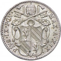 Roma, Pio IX (1846-1870): 5 baiocchi 1864-XIX (Gigante#162; Muntoni#23g), grammi 1.41