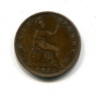 Gran Bretagna, Vittoria (1837-1901): 1/2 penny 1877 (Spink#3956)