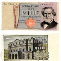 Repubblica: 1.000 lire 25/03/1969 "Verdi", 2° tipo (Gigante,BI#56AA)
