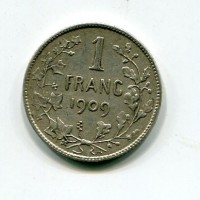 Belgio, Leopoldo II (1865-1909): 1 franco 1909 (KM#56.1)