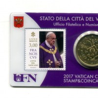 Vaticano 2017: 50 centesimi nella coincard originale zecca