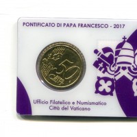 Vaticano 2017: 50 centesimi nella coincard originale zecca