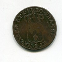 Francia, Luigi XV (1715-1774): 1/2 soldo 1720-S (Gadoury#273)