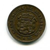 Lussemburgo, Guglielmo III (1849-1890): 5 cent. 1854 (KM#22.1), rame rosso