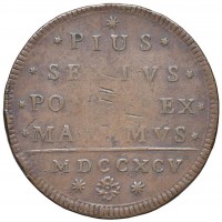 Roma, Pio VI (1775- 1799): 2 baiocchi 1795 (Muntoni#248; CNI#314; Chimienti#1126; Berman#3067), grammi 20.35
