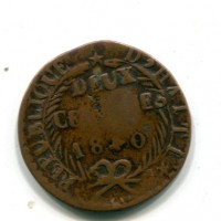 Haiti, Repubblica (1825-1849): 2 centesimi 1840 anno 47 (KM#A22)