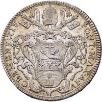 Clemente XIV (1769-1774): mezza piastra 1773-IV (Muntoni#3), grammi 13.10