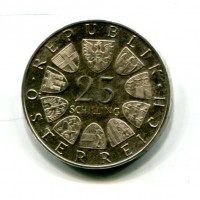 Austria, Repubblica: 25 scellini 1969 "Peter Rosegger" (KM#2905)