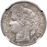 Francia, Terza Repubblica (1871-1940): 50 centesimi 1873-A (Gadoury#419a), in slab NGC MS66