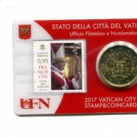 Vaticano 2017: 50 centesimi nella coincard originale zecca