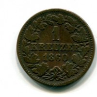 Germania, Nassau, Adolfo (1839-1866): 1 kreuzer 1860 (KM#74)
