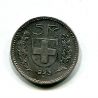 Svizzera, Confederazione: 5 franchi 1923