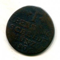 Germania, Brunswick-Wonfenbuttel, Carlo Guglielmo Ferdinando (1780-1806): 1 pfenning 1806