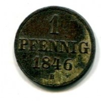 Germania, Hannover, Ernesto Augusto (1837-1851): 1 pfennig 1846 (KM#201.1)