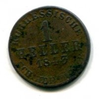 Germania, Hesse - Cassel, Guglielmo e Federico Gugliel (1831-1847): 1 heller 1843 (KM#605)