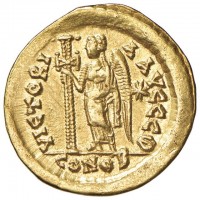 Leo I (457-473 d.C.): solido "VICTORIA AVGG", zecca di Costantinopoli (RIC,X#605), grammi 4.40